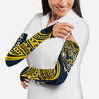 Personalised North Queensland Cowboys Arm Sleeves Polynesian Tribal Art Style With Powerful Blue Heeler Mascot