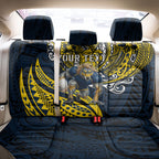 Personalised North Queensland Cowboys Back Car Seat Cover Polynesian Tribal Art Style With Powerful Blue Heeler Mascot