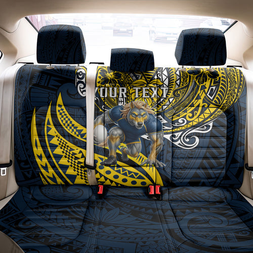 Personalised North Queensland Cowboys Back Car Seat Cover Polynesian Tribal Art Style With Powerful Blue Heeler Mascot