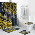 Personalised North Queensland Cowboys Bathroom Set Polynesian Tribal Art Style With Powerful Blue Heeler Mascot