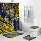 Personalised North Queensland Cowboys Bathroom Set Polynesian Tribal Art Style With Powerful Blue Heeler Mascot