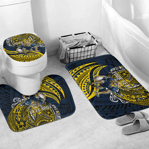 Personalised North Queensland Cowboys Bathroom Set Polynesian Tribal Art Style With Powerful Blue Heeler Mascot