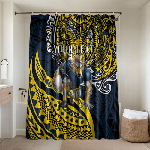 Personalised North Queensland Cowboys Bathroom Set Polynesian Tribal Art Style With Powerful Blue Heeler Mascot