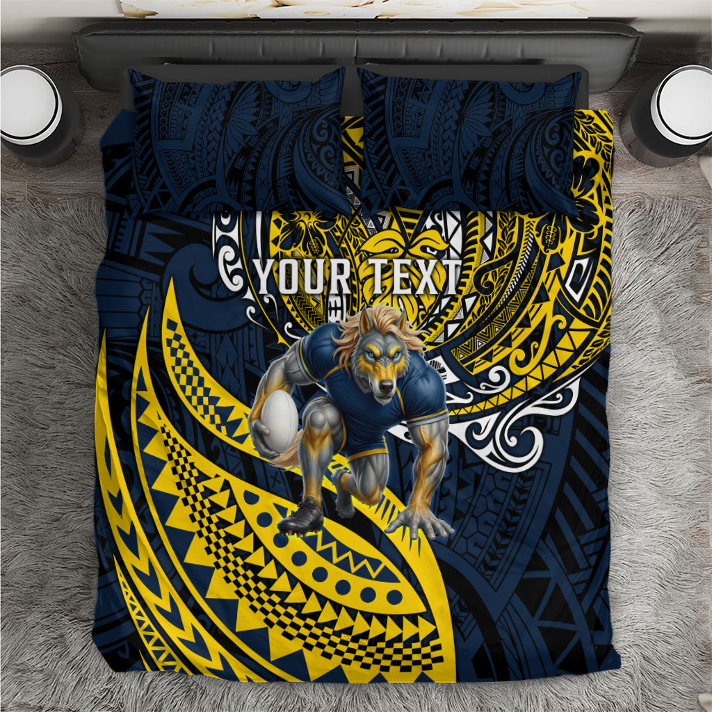 Personalised North Queensland Cowboys Bedding Set Polynesian Tribal Art Style With Powerful Blue Heeler Mascot