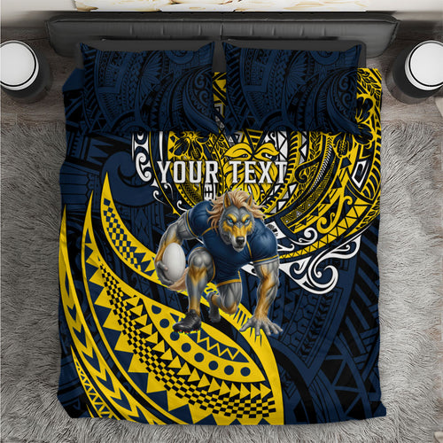 Personalised North Queensland Cowboys Bedding Set Polynesian Tribal Art Style With Powerful Blue Heeler Mascot