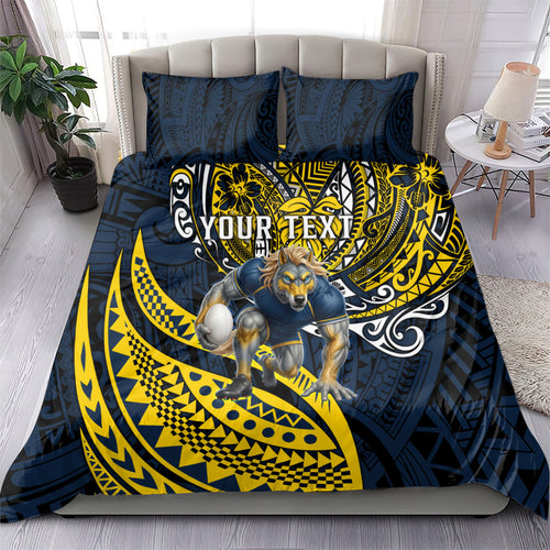 Personalised North Queensland Cowboys Bedding Set Polynesian Tribal Art Style With Powerful Blue Heeler Mascot