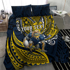 Personalised North Queensland Cowboys Bedding Set Polynesian Tribal Art Style With Powerful Blue Heeler Mascot