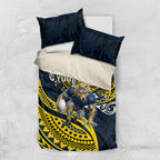 Personalised North Queensland Cowboys Bedding Set Polynesian Tribal Art Style With Powerful Blue Heeler Mascot