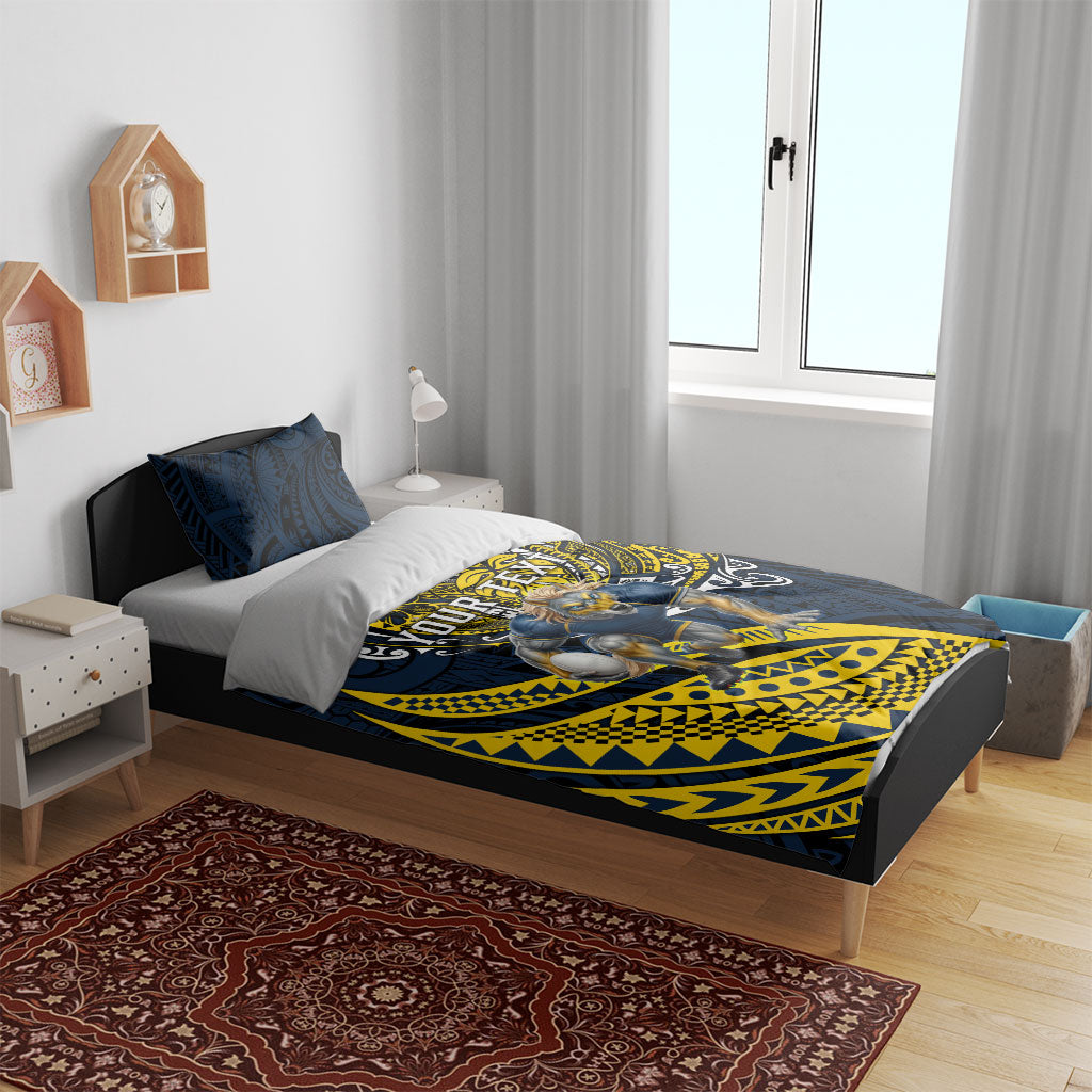 Personalised North Queensland Cowboys Bedding Set Polynesian Tribal Art Style With Powerful Blue Heeler Mascot