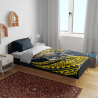 Personalised North Queensland Cowboys Bedding Set Polynesian Tribal Art Style With Powerful Blue Heeler Mascot