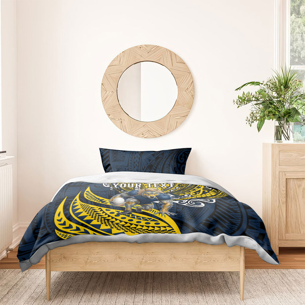 Personalised North Queensland Cowboys Bedding Set Polynesian Tribal Art Style With Powerful Blue Heeler Mascot