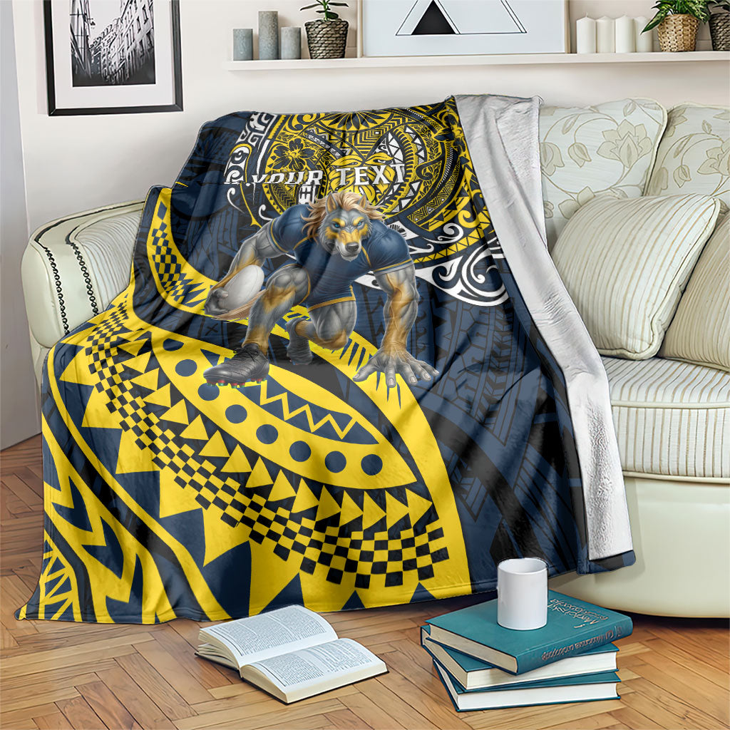 Personalised North Queensland Cowboys Blanket Polynesian Tribal Art Style With Powerful Blue Heeler Mascot