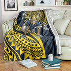 Personalised North Queensland Cowboys Blanket Polynesian Tribal Art Style With Powerful Blue Heeler Mascot