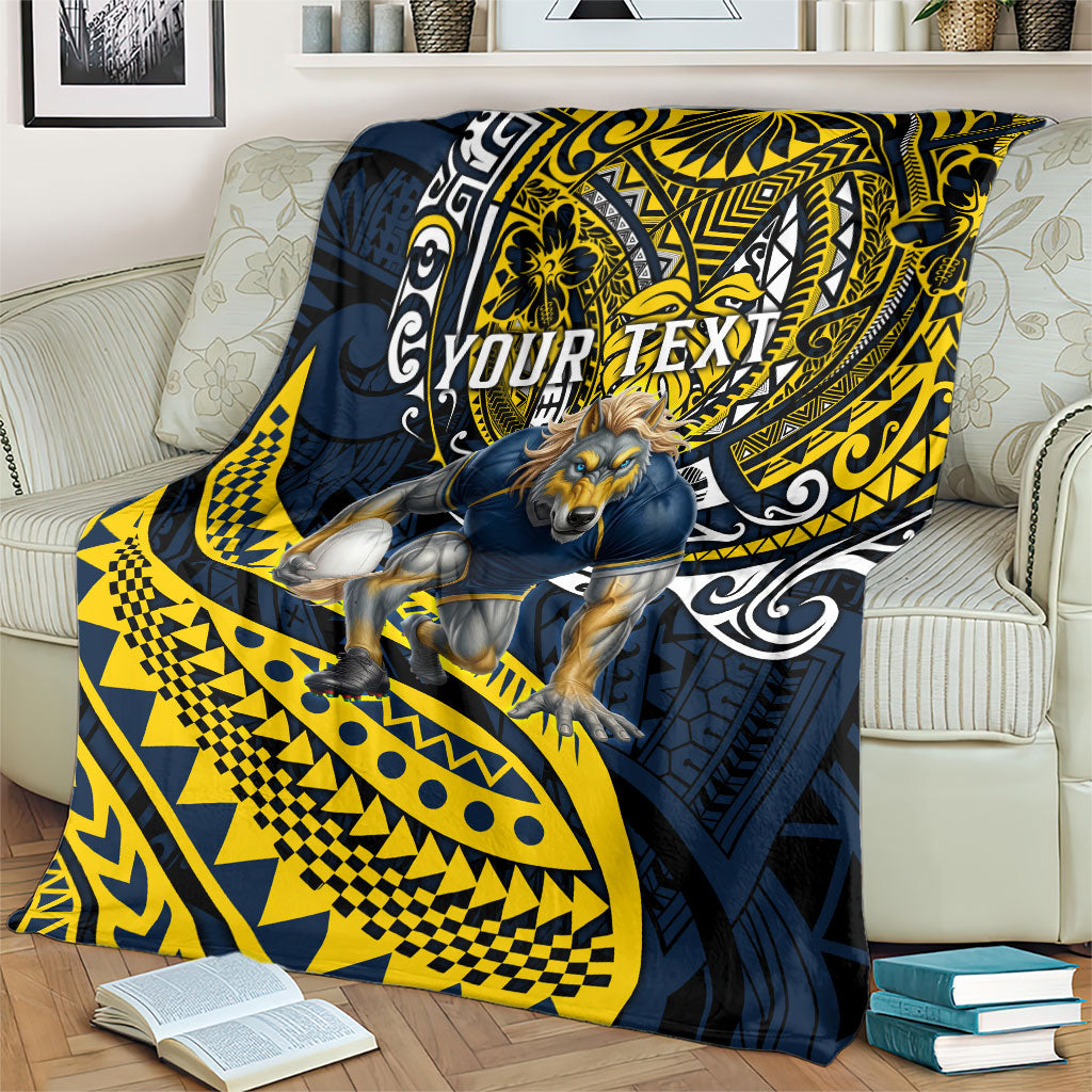 Personalised North Queensland Cowboys Blanket Polynesian Tribal Art Style With Powerful Blue Heeler Mascot