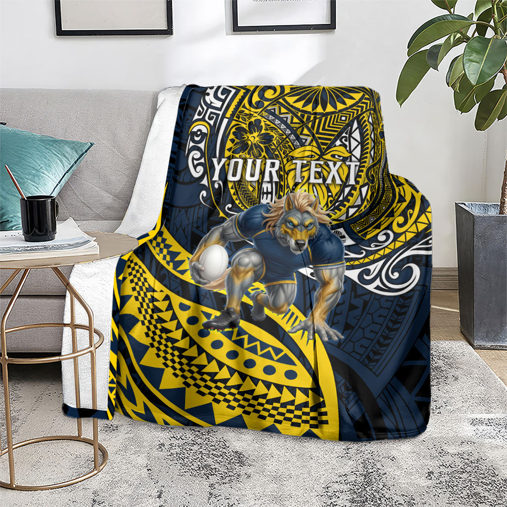 Personalised North Queensland Cowboys Blanket Polynesian Tribal Art Style With Powerful Blue Heeler Mascot
