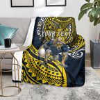 Personalised North Queensland Cowboys Blanket Polynesian Tribal Art Style With Powerful Blue Heeler Mascot