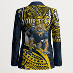 Personalised North Queensland Cowboys Blazer Polynesian Tribal Art Style With Powerful Blue Heeler Mascot