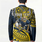 Personalised North Queensland Cowboys Blazer Polynesian Tribal Art Style With Powerful Blue Heeler Mascot