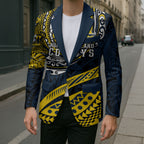 Personalised North Queensland Cowboys Blazer Polynesian Tribal Art Style With Powerful Blue Heeler Mascot