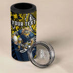 Personalised North Queensland Cowboys 4 in 1 Can Cooler Tumbler Polynesian Tribal Art Style With Powerful Blue Heeler Mascot