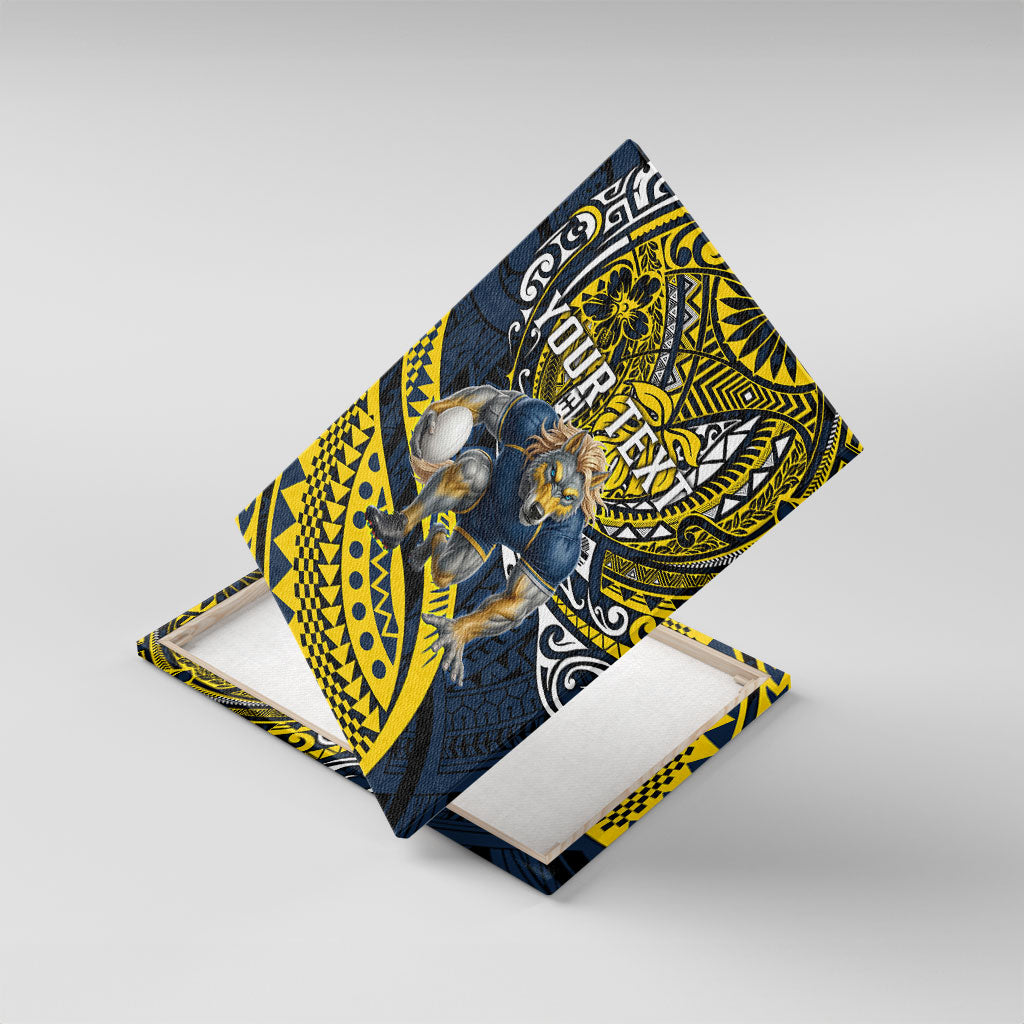 Personalised North Queensland Cowboys Canvas Wall Art Polynesian Tribal Art Style With Powerful Blue Heeler Mascot