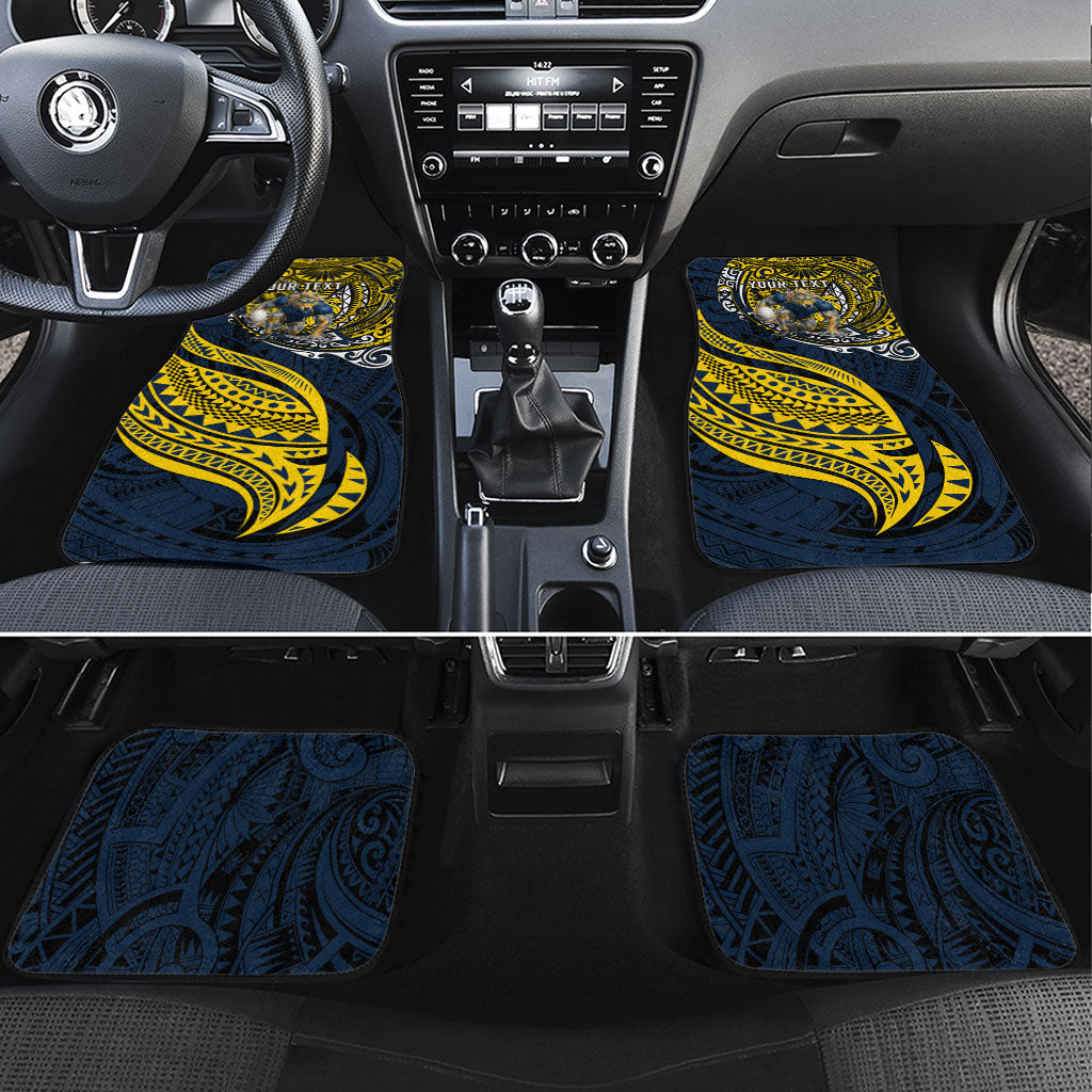 Personalised North Queensland Cowboys Car Mats Polynesian Tribal Art Style With Powerful Blue Heeler Mascot