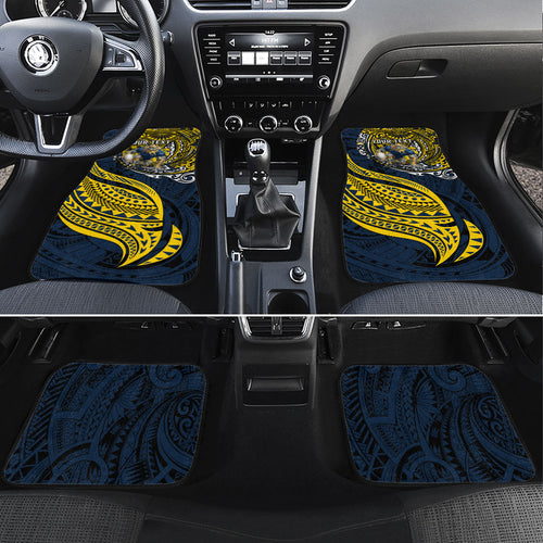 Personalised North Queensland Cowboys Car Mats Polynesian Tribal Art Style With Powerful Blue Heeler Mascot