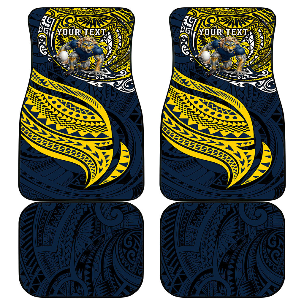 Personalised North Queensland Cowboys Car Mats Polynesian Tribal Art Style With Powerful Blue Heeler Mascot