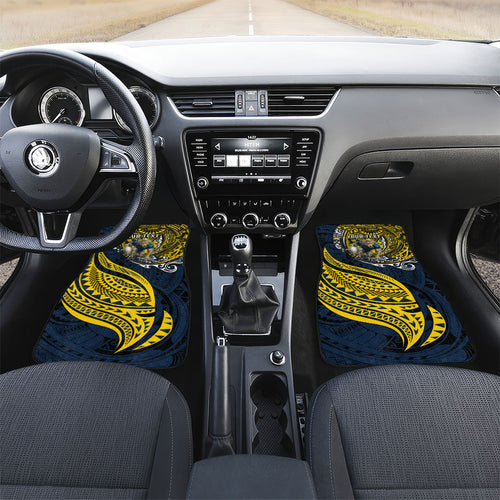 Personalised North Queensland Cowboys Car Mats Polynesian Tribal Art Style With Powerful Blue Heeler Mascot