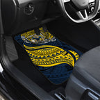 Personalised North Queensland Cowboys Car Mats Polynesian Tribal Art Style With Powerful Blue Heeler Mascot