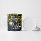 Personalised North Queensland Cowboys Ceramic Mug Polynesian Tribal Art Style With Powerful Blue Heeler Mascot