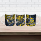 Personalised North Queensland Cowboys Ceramic Mug Polynesian Tribal Art Style With Powerful Blue Heeler Mascot