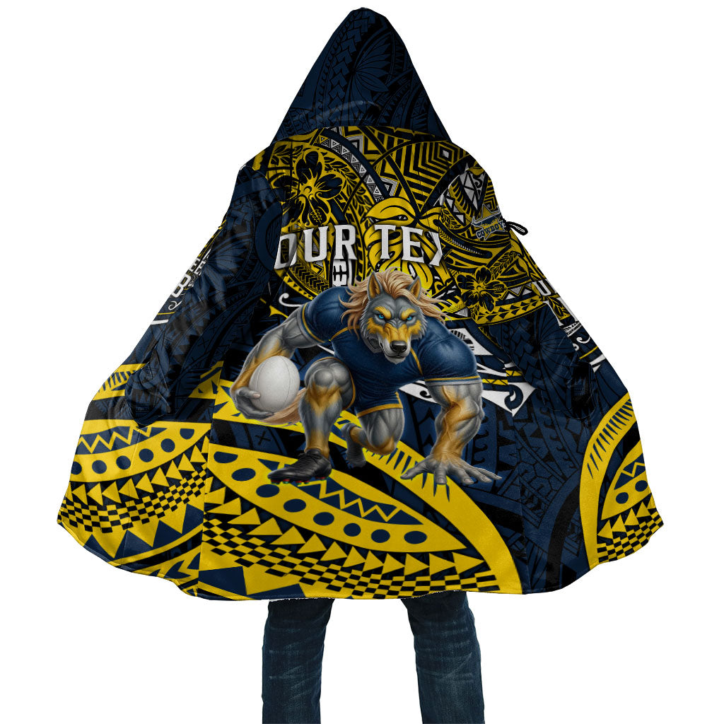 Personalised North Queensland Cowboys Cloak Polynesian Tribal Art Style With Powerful Blue Heeler Mascot
