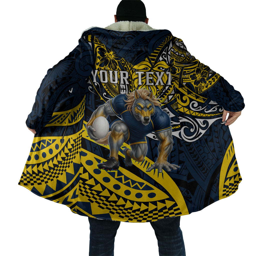 Personalised North Queensland Cowboys Cloak Polynesian Tribal Art Style With Powerful Blue Heeler Mascot