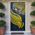 Personalised North Queensland Cowboys Door Cover Polynesian Tribal Art Style With Powerful Blue Heeler Mascot