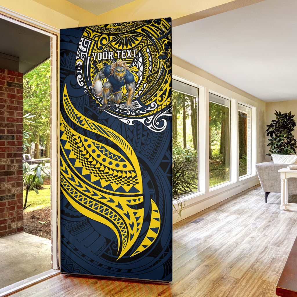 Personalised North Queensland Cowboys Door Cover Polynesian Tribal Art Style With Powerful Blue Heeler Mascot