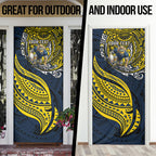 Personalised North Queensland Cowboys Door Cover Polynesian Tribal Art Style With Powerful Blue Heeler Mascot