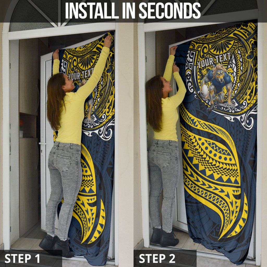 Personalised North Queensland Cowboys Door Cover Polynesian Tribal Art Style With Powerful Blue Heeler Mascot