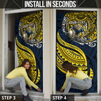 Personalised North Queensland Cowboys Door Cover Polynesian Tribal Art Style With Powerful Blue Heeler Mascot
