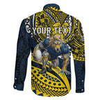 Personalised North Queensland Cowboys Family Matching Mermaid Dress and Hawaiian Shirt Polynesian Tribal Art Style With Powerful Blue Heeler Mascot
