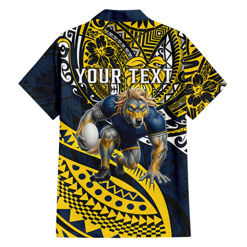 Personalised North Queensland Cowboys Family Matching Off The Shoulder Long Sleeve Dress and Hawaiian Shirt Polynesian Tribal Art Style With Powerful Blue Heeler Mascot
