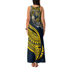 Personalised North Queensland Cowboys Family Matching Tank Maxi Dress and Hawaiian Shirt Polynesian Tribal Art Style With Powerful Blue Heeler Mascot