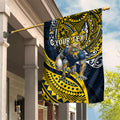 Personalised North Queensland Cowboys Garden Flag Polynesian Tribal Art Style With Powerful Blue Heeler Mascot