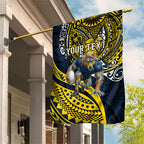 Personalised North Queensland Cowboys Garden Flag Polynesian Tribal Art Style With Powerful Blue Heeler Mascot