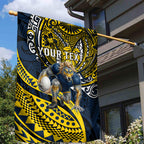 Personalised North Queensland Cowboys Garden Flag Polynesian Tribal Art Style With Powerful Blue Heeler Mascot