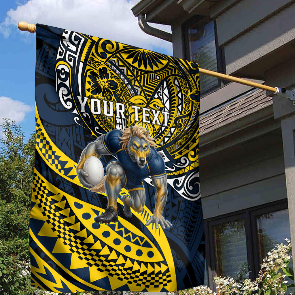 Personalised North Queensland Cowboys Garden Flag Polynesian Tribal Art Style With Powerful Blue Heeler Mascot