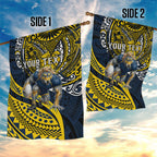 Personalised North Queensland Cowboys Garden Flag Polynesian Tribal Art Style With Powerful Blue Heeler Mascot