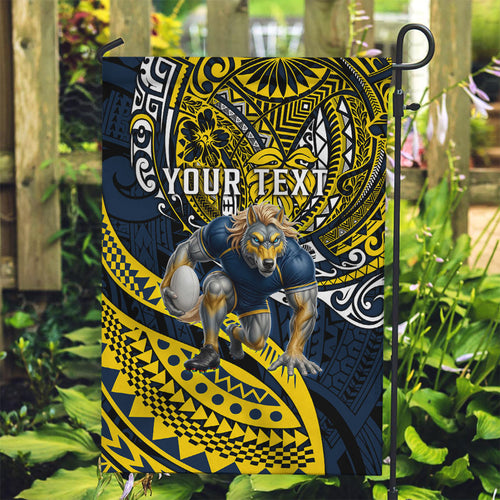 Personalised North Queensland Cowboys Garden Flag Polynesian Tribal Art Style With Powerful Blue Heeler Mascot