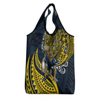 Personalised North Queensland Cowboys Grocery Bag Polynesian Tribal Art Style With Powerful Blue Heeler Mascot