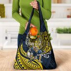 Personalised North Queensland Cowboys Grocery Bag Polynesian Tribal Art Style With Powerful Blue Heeler Mascot